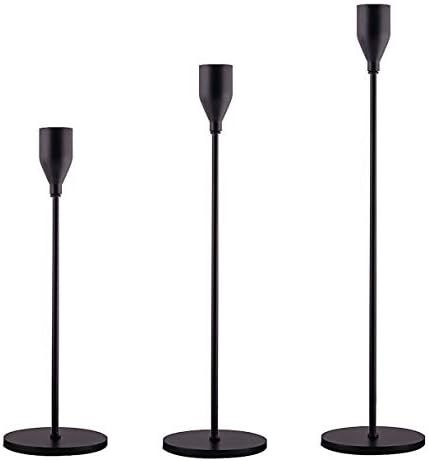 Matte Black Candle Holders Set of 3pcs for Taper Candles, Elegant Candlestick Holder fits About 3... | Amazon (US)