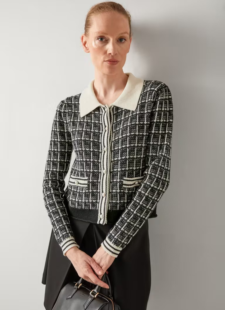 Aliyah Black Multi Mono Knit Collar Jacket | L.K. Bennett (UK)