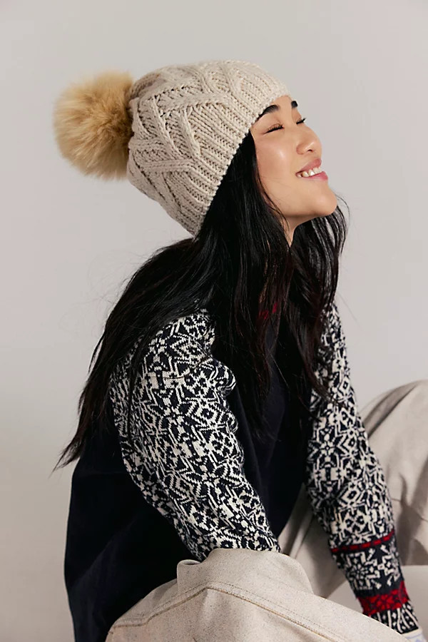 Cable Knit Pom Beanie | Free People (Global - UK&FR Excluded)