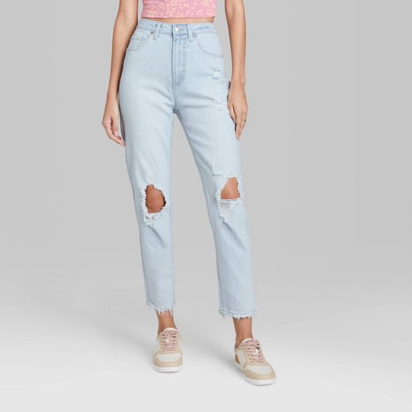 Women&#39;s Super-High Rise Distressed Mom Jeans - Wild Fable&#8482; Light Wash 6 | Target