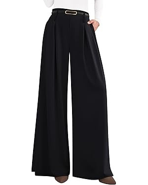 PRETTYGARDEN Womens Wide Leg Trousers 2026 Elastic High Waisted Dress Pants Pleated Slacks Flowy ... | Amazon (US)