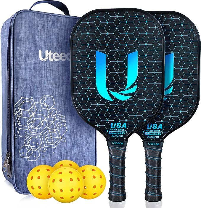 Amazon.com : Uteeqe Pickleball Paddles Set of 2 - Graphite Surface with High Grit & Spin, USAPA A... | Amazon (US)