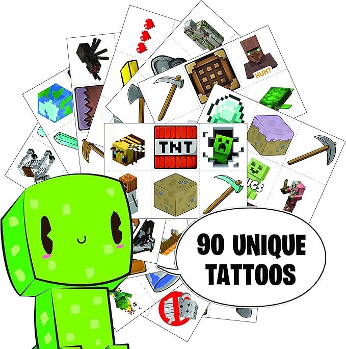 Video Game Party Favors by Citadel Black - Temporary Tattoos for Boys Birthday - 90 Tattoos Pack ... | Amazon (US)