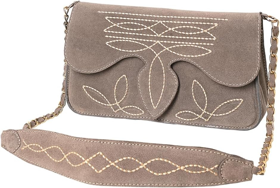 Boot Stitched Genuine Suede Leather Cross body Bag, Genuine Leather Western Purse with YKK Zipper | Amazon (US)