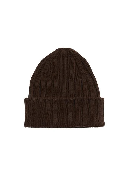 Chocolate Wool-Cashmere Ribbed Hat | Chinti & Parker