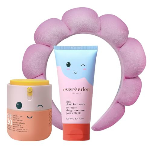 Kids Happy Morning DUO with Spa headband for Girls: Clean & Vegan Skin Care for Kids Bundle | Kids Skin Care Cloud Face Wash + SPF 20 Mineral Face Cream | Non-Toxic | Easy-to-Use Skincare for Kids | Amazon (US)