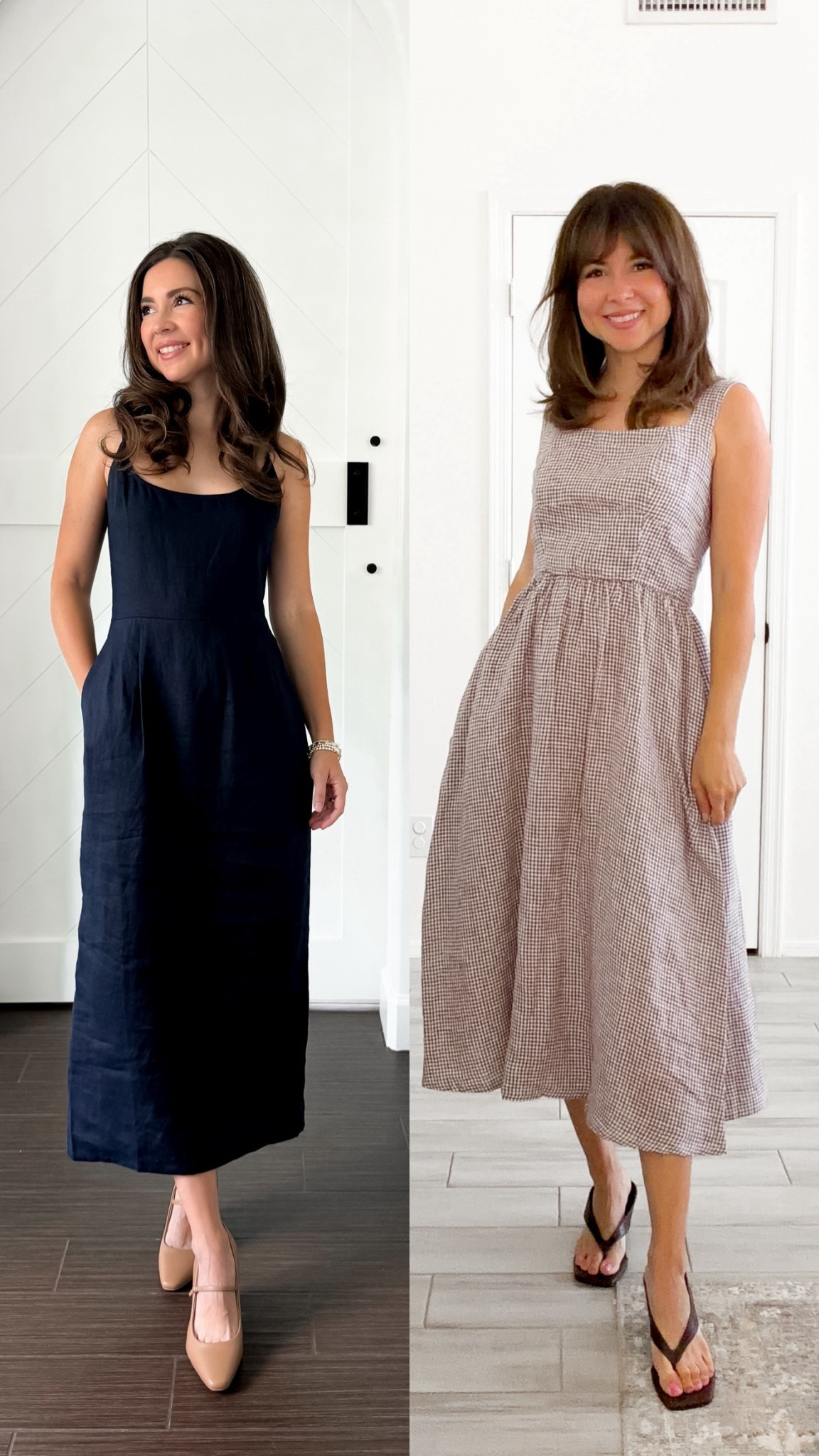 Two dresses I didn’t expect to love this much as a 5’2 petite… but both fit without overwhelming my frame

The black is more structured and elevated (easy to dress up), and the gingham feels lighter and more casual for everyday

Both hit at that perfect length where you don’t feel swallowed, and the fit through the waist actually works without needing alterations

If you’ve struggled with midi/maxi dresses as a petite, these are worth trying

petite friendly dresses, 5’2 style, midi dress for petites, everyday dresses, flattering dresses, mom outfits, spring outfits, effortless style

Dresses XS I’m 5ft2 

#LTKootd #LTKPetite