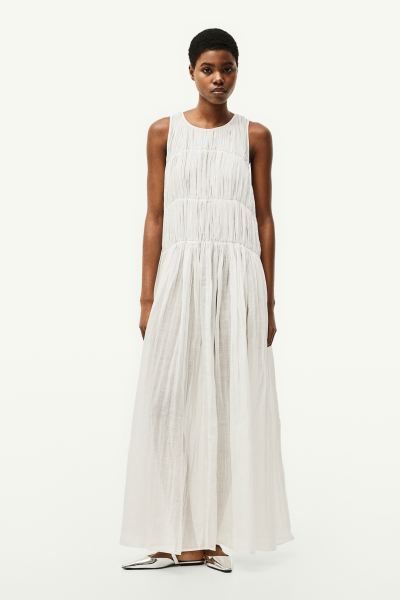 Ramie maxi dress - White - Ladies | H&M GB | H&M (UK, MY, IN, SG, PH, TW, HK)