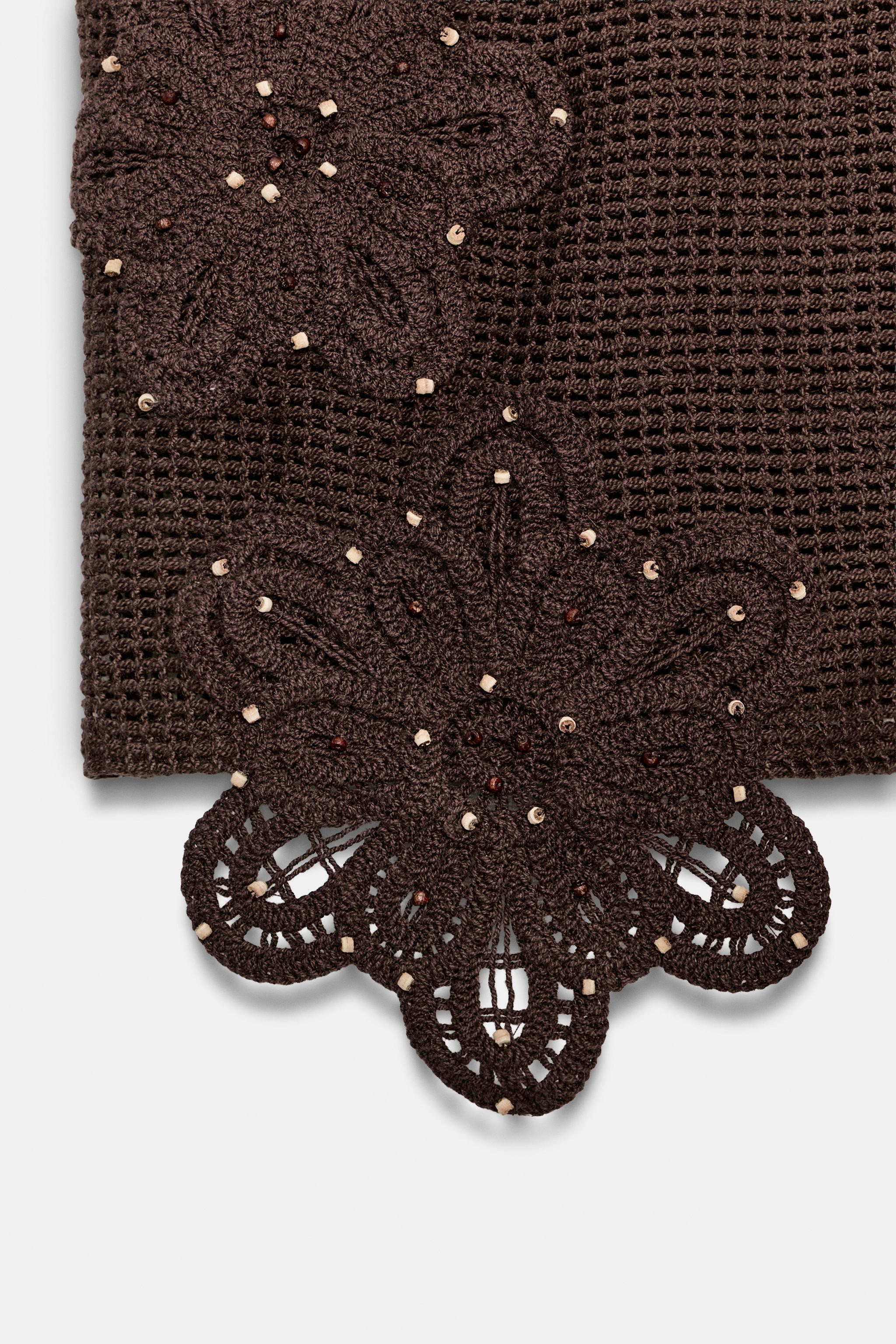 BEADED CROCHET CROP TOP | Zara Canada
