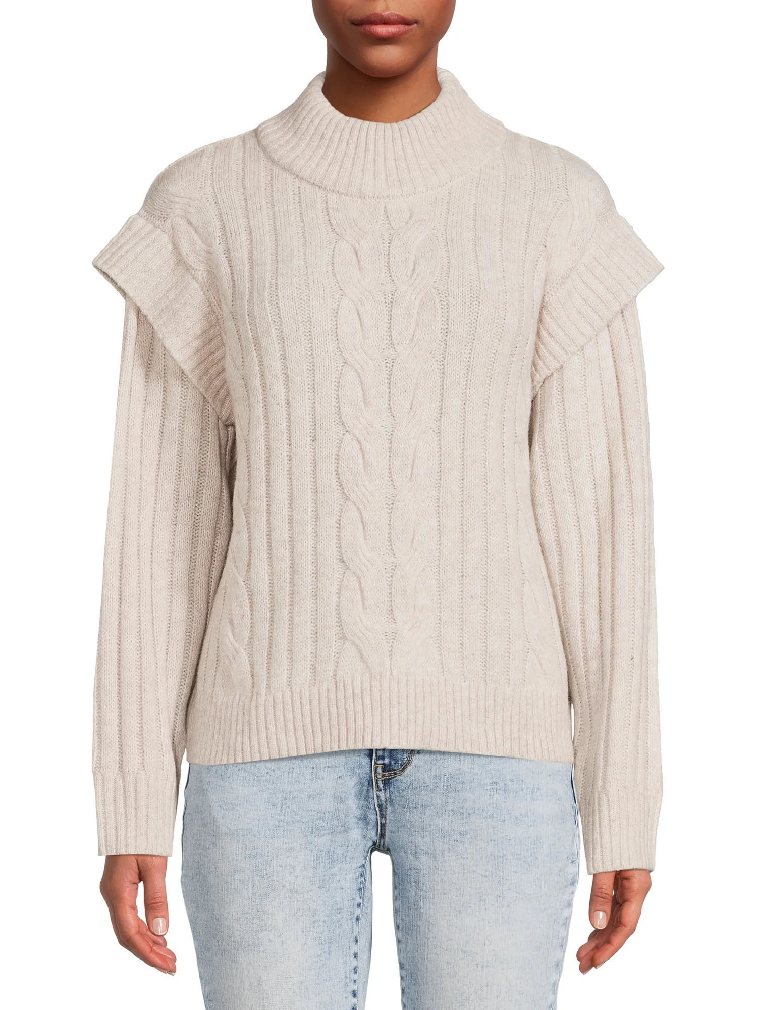 Time and True Women's Mock Neck Sweater - Walmart.com | Walmart (US)