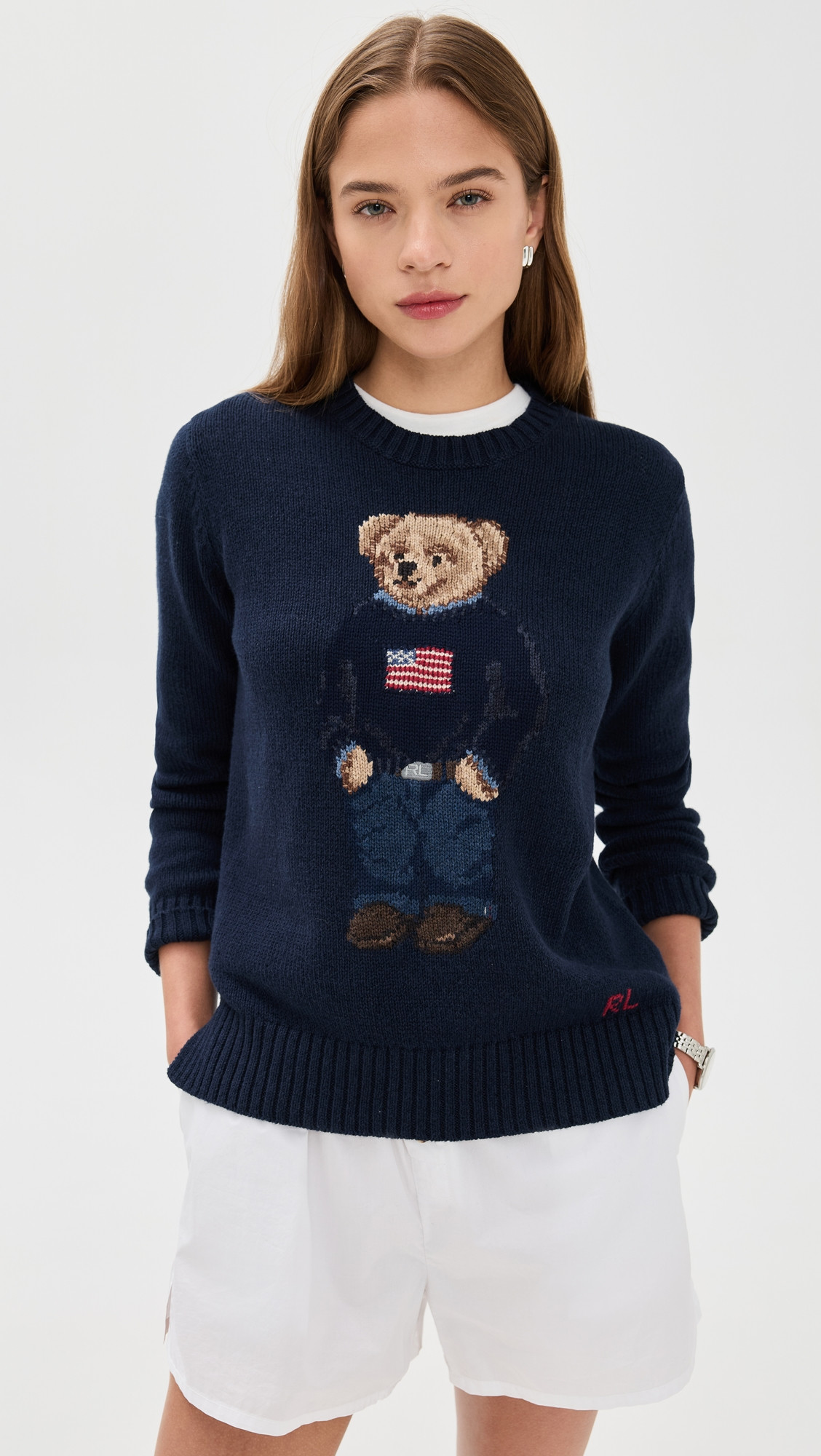Polo Ralph Lauren American Flag Bear Sweater Navy Multi XXS | Shopbop
