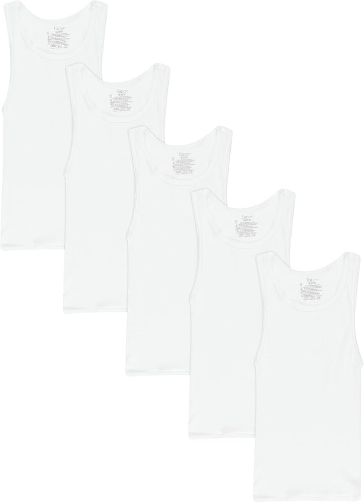 Hanes Boys' Ecosmart Cotton Tank Undershirt 5-Pack | Amazon (US)