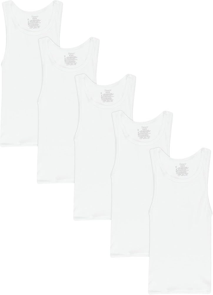 Hanes boys Ecosmart Cotton Tank Undershirt 5-Pack | Amazon (US)