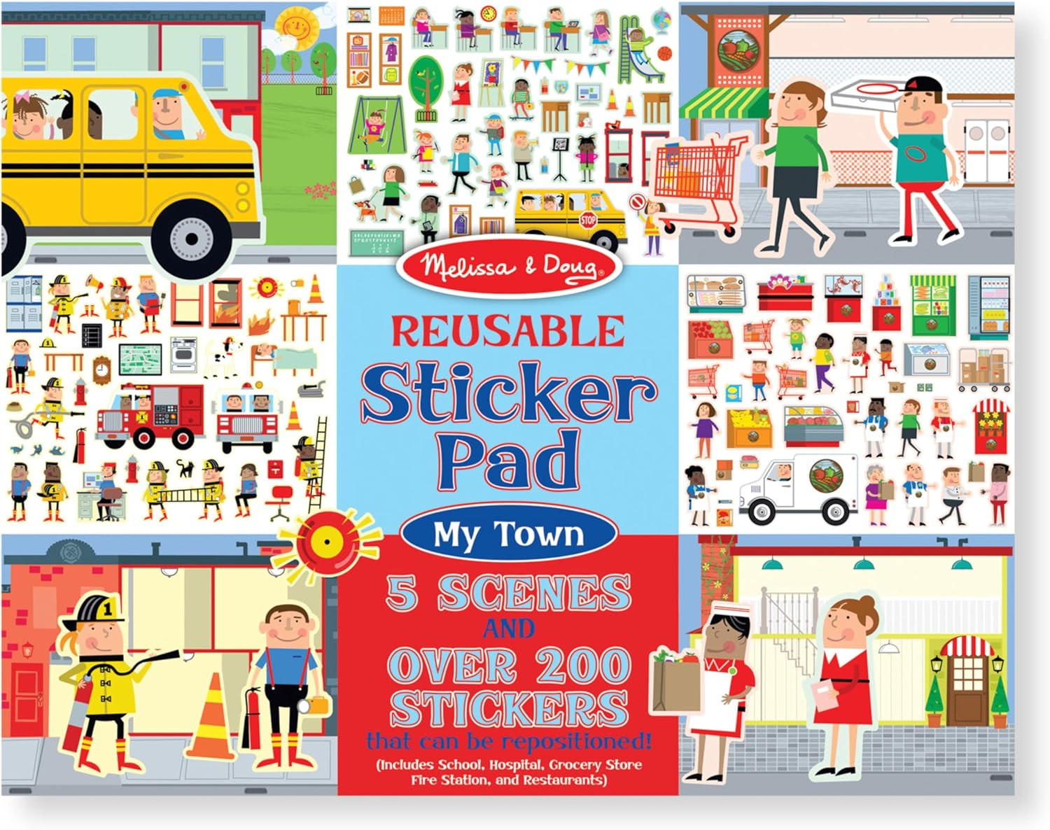 Melissa & Doug Reusable Sticker Pad: My Town - 200+ Stickers and 5 Scenes | Amazon (US)