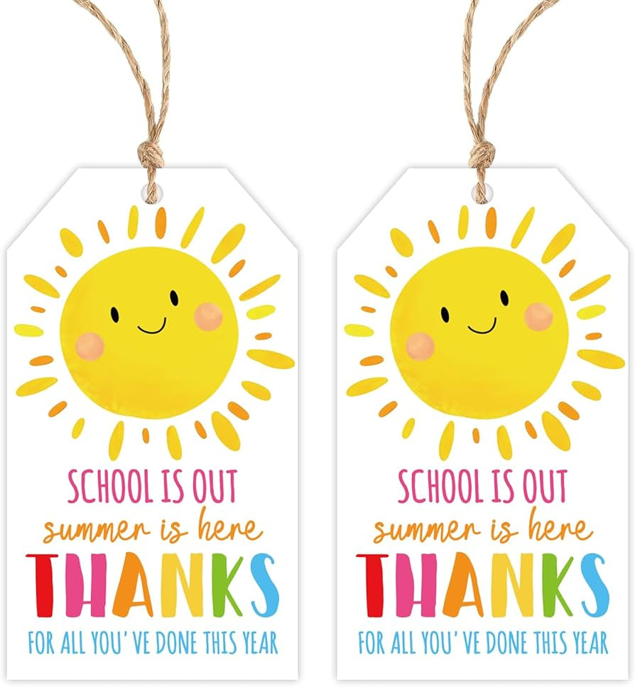 JarThenaAMCS 80Pcs End of School Year Gift Tag with String Thank You Tag Summer Sunshine Teacher ... | Amazon (US)