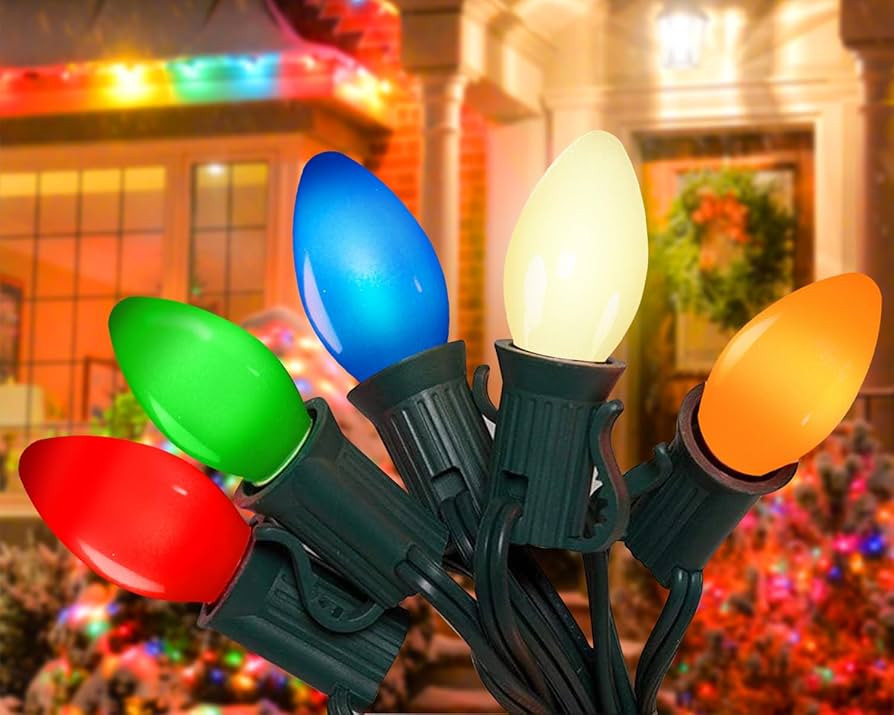 C7 LED Multicolor Christmas Lights Outdoor, 25Ft Vintage Christmas Lights String With 27 LED Cera... | Amazon (US)