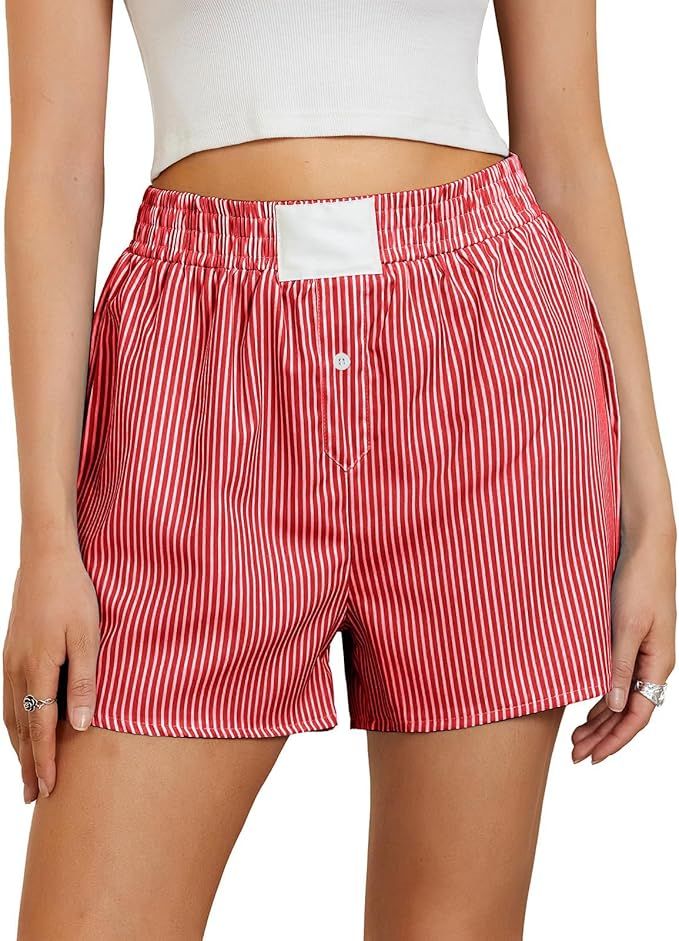 Y2K Boxer Shorts for Womens Low Waist Plaid Lounge Shorts Elastic Cute Gingham Pajamas Bottoms Su... | Amazon (US)