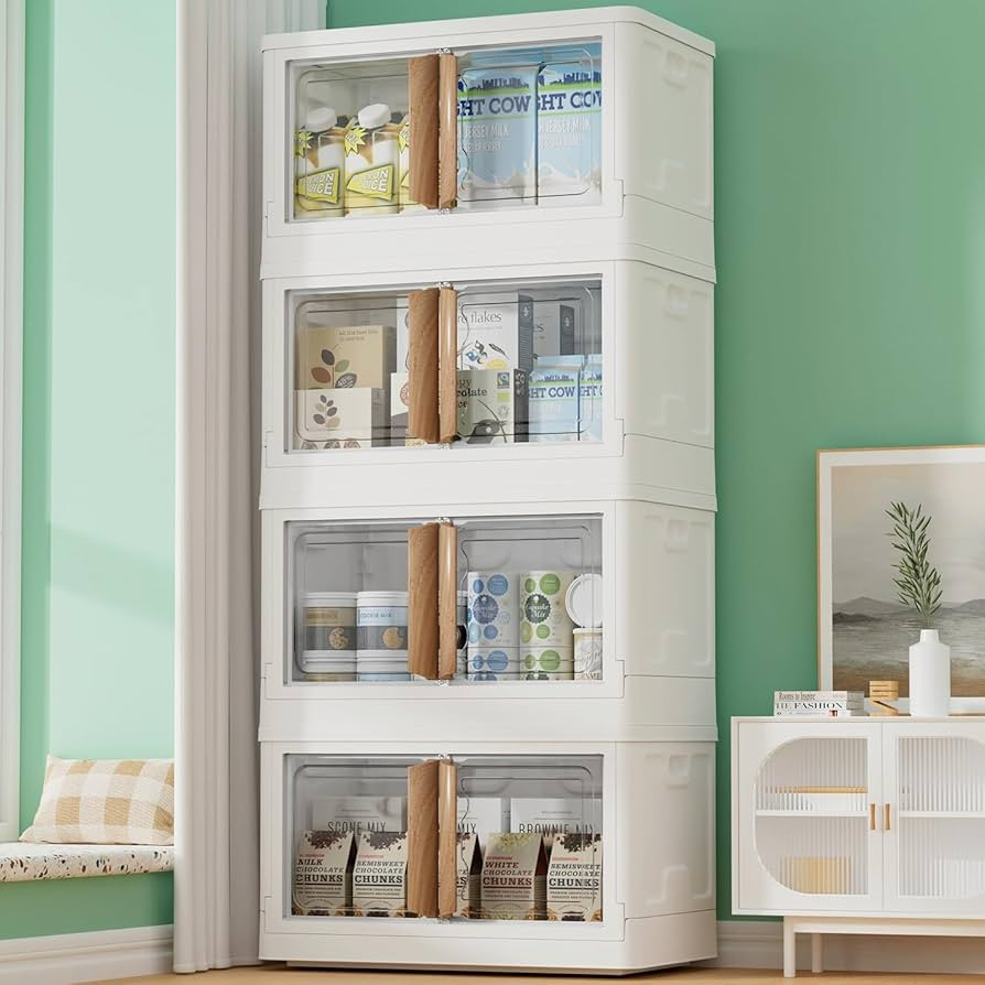 Storage Bins with Lids-78 Quart Plastic Storage Bins,4 Packs Stackable Storage Bins with Wheels,W... | Amazon (US)