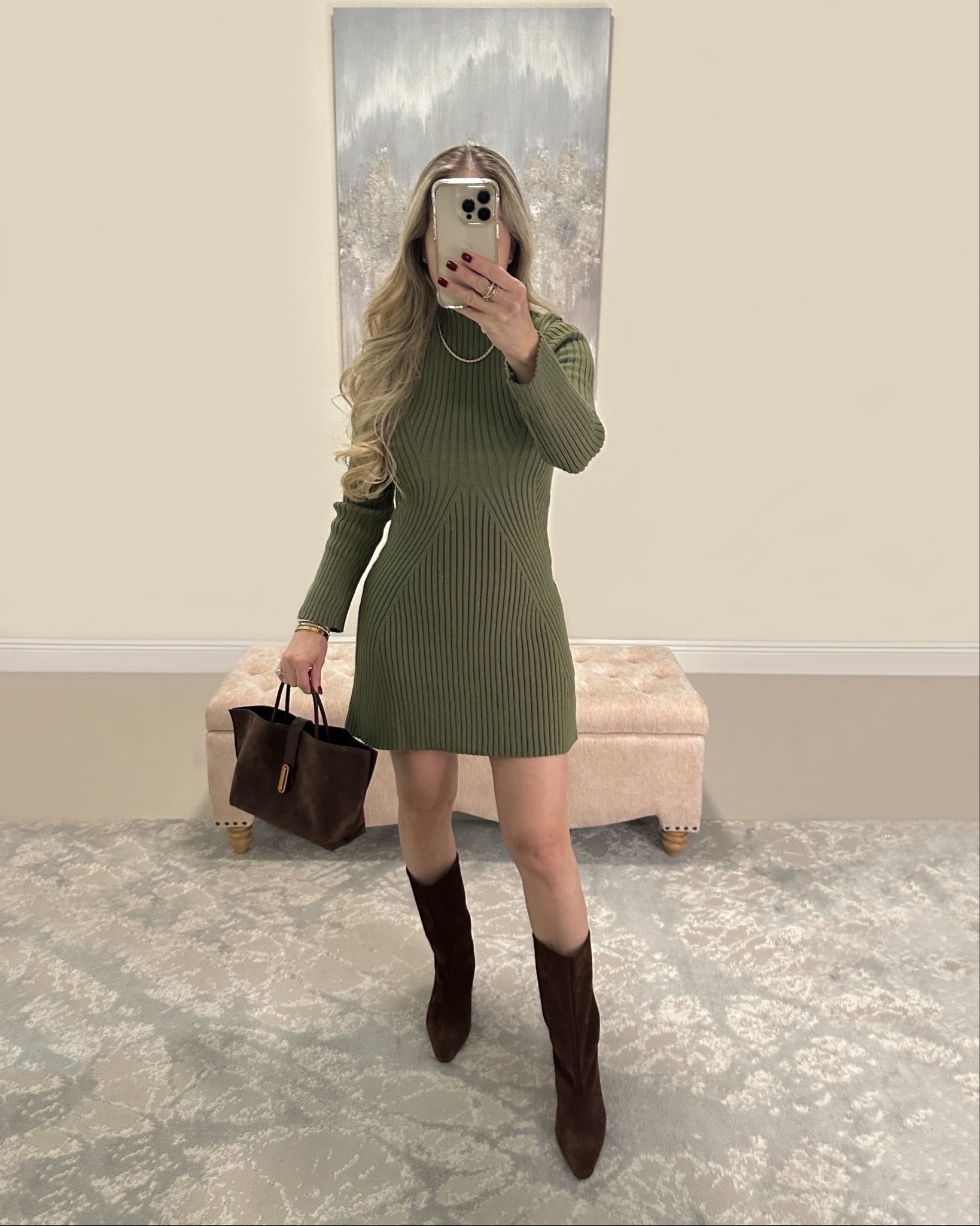 Fall fashion. Fall Outfit. Sweater dress. Olive dress. Boots. Brown boots. Suede Boots. Fall boots. Affordable fashion finds. Thanksgiving  💫

#LTKFindsUnder100 #LTKSeasonal #LTKStyleTip