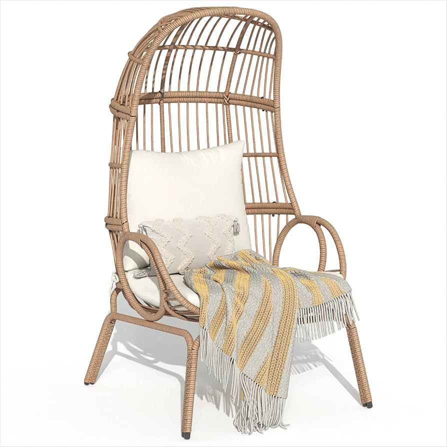 YITAHOME Outdoor Narrow Egg Chair Wicker, Patio Rattan Basket Chair with 370lbs Capacity Indoor E... | Amazon (US)