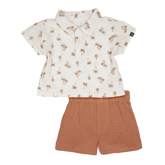 Modern Moments by Gerber Baby Boy Short Sleeve Top and Short Outfit Set, Sizes 0/3 Months - 24 Mo... | Walmart (US)