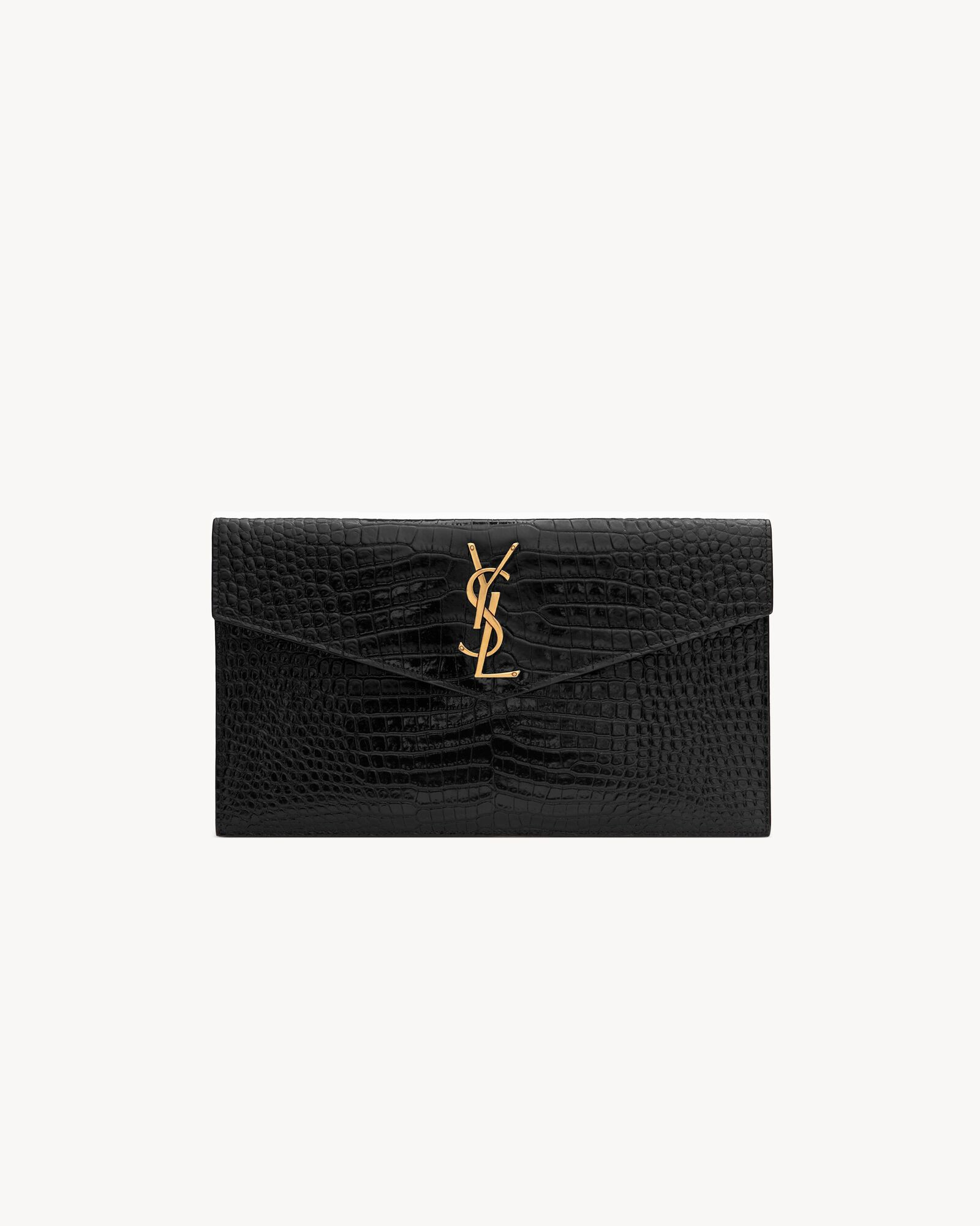 SMALL ENVELOPE POUCH WITH A FLAP DECORATED WITH METAL YSL INITIALS. | Saint Laurent Inc. (Global)