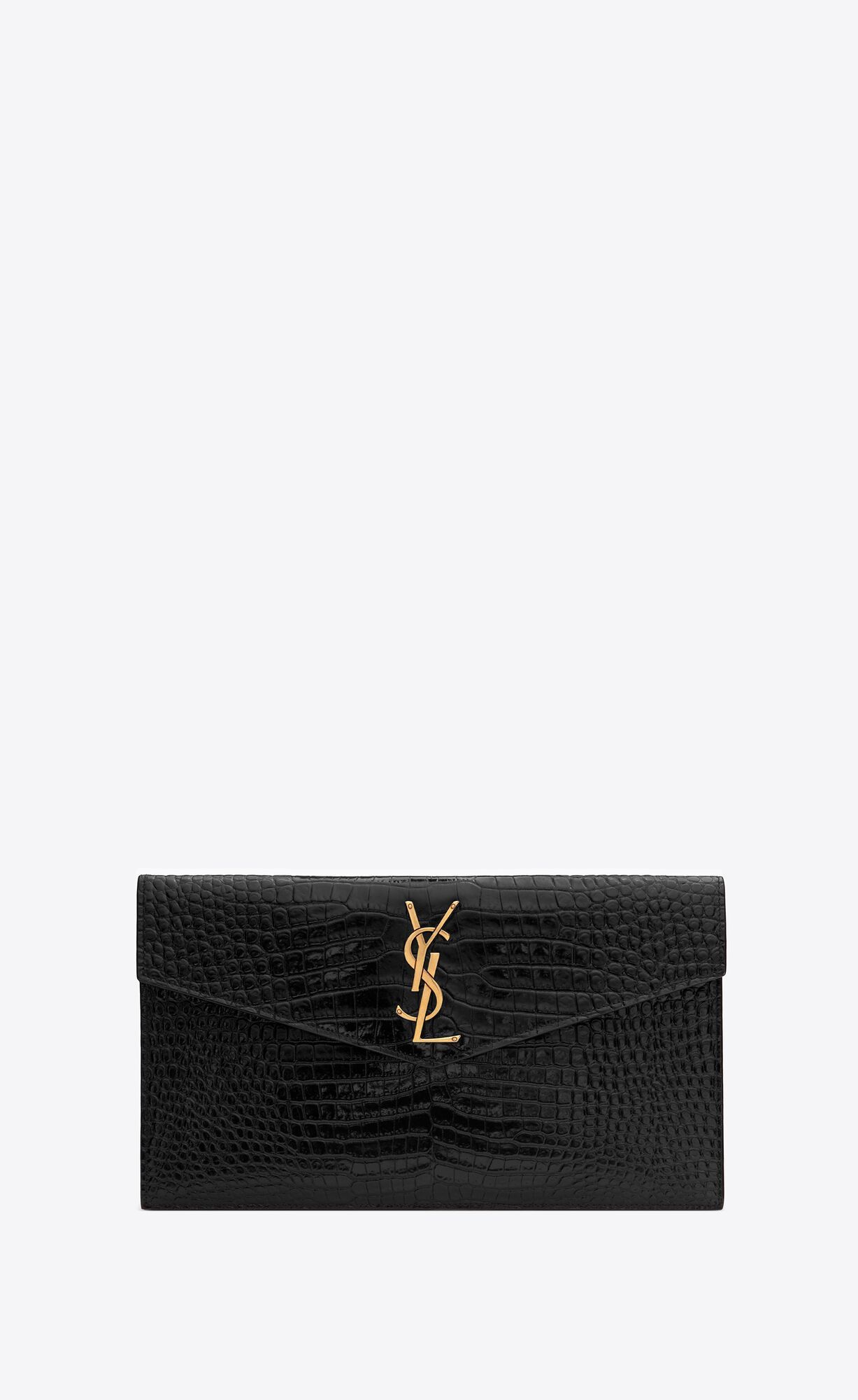 SMALL ENVELOPE POUCH WITH A FLAP DECORATED WITH METAL YSL INITIALS. | Saint Laurent Inc. (Global)