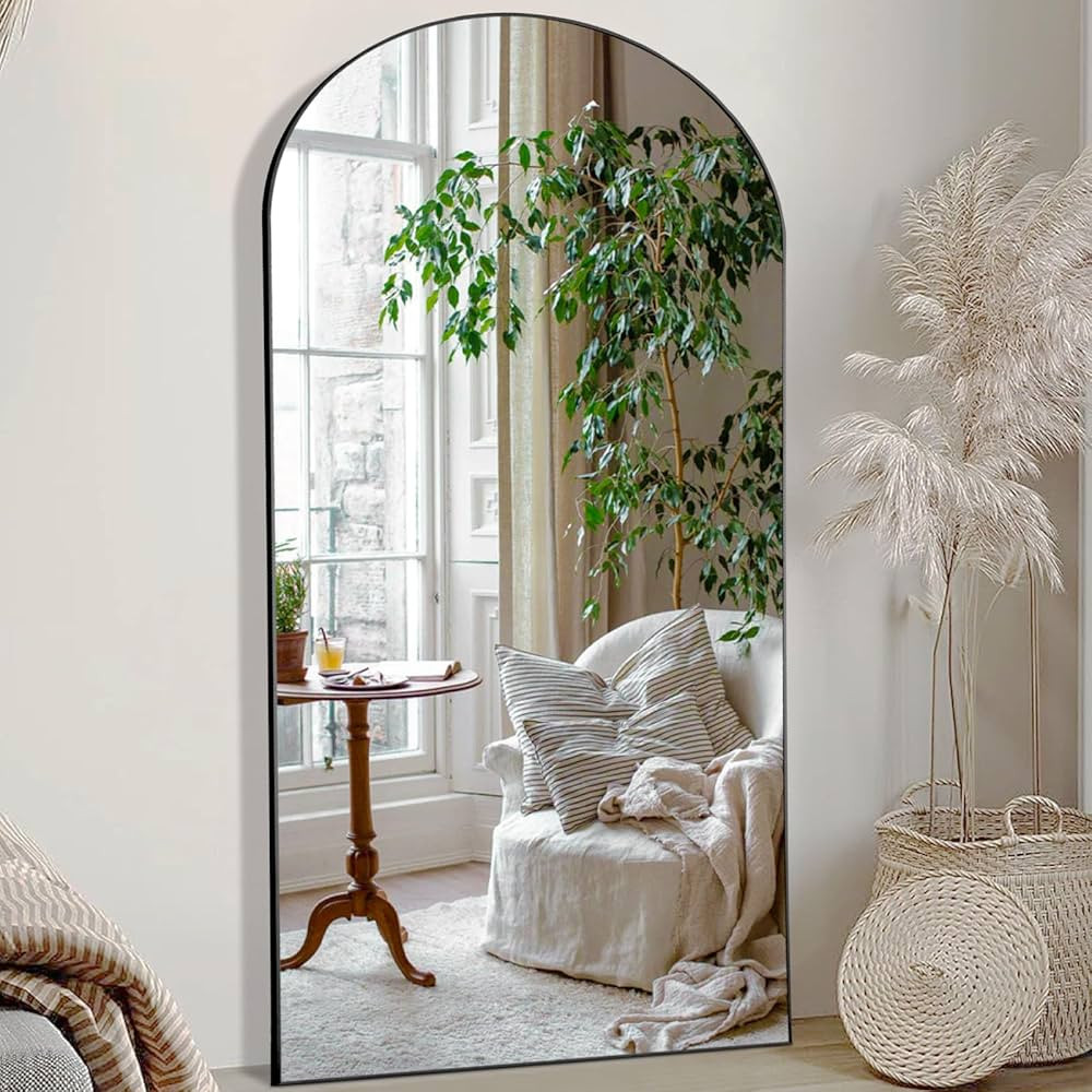 Sweetcrispy Arched Full Length Mirror 71in x 30in Floor Standing Mirror for Bedroom, Large Arch W... | Amazon (US)
