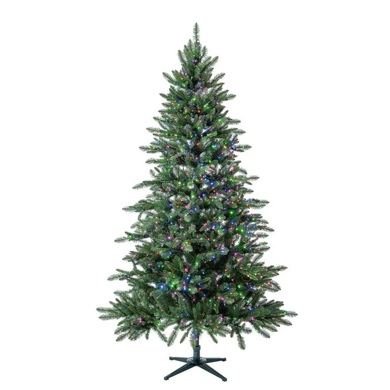 Holiday Time 7.5’ Pre-Lit Milford Pine Artificial Christmas Tree, LumaDazzle Color-Changing Twi... | Walmart (US)