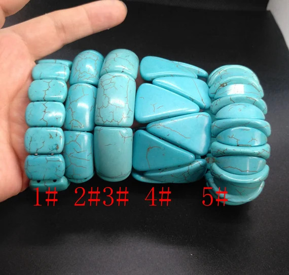 Howlite turquoise bangle, turquoise bracelet, man woman bracelet, gemstone bead, Stretch Bracelet... | Etsy (US)
