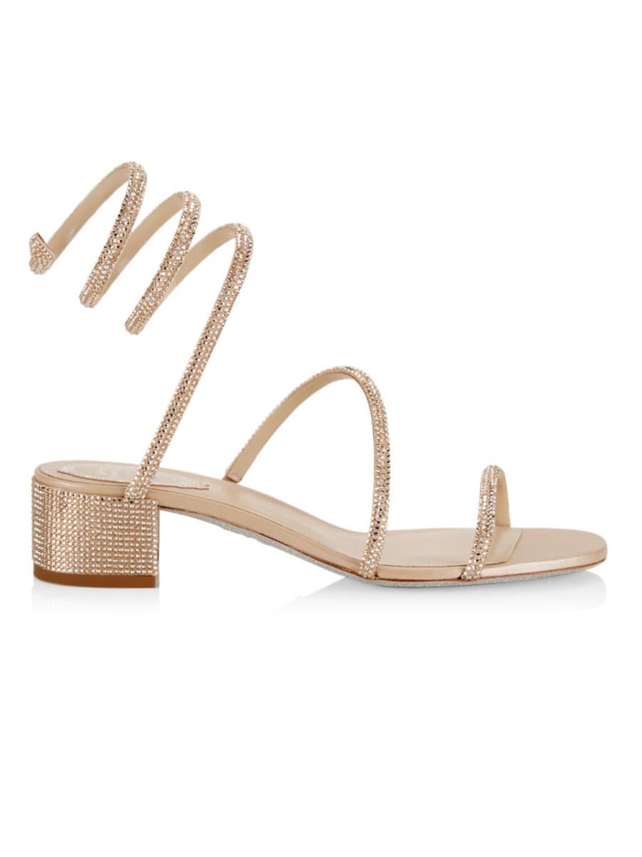 40MM Crystal-Embellished Satin Wrap Sandals | Saks Fifth Avenue