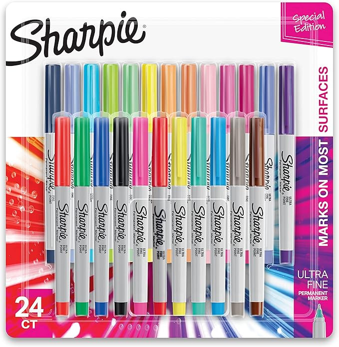 SHARPIE Color Burst Permanent Markers, Ultra Fine Point, Assorted Colors, 24 Count | Amazon (US)