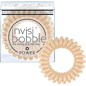 invisibobble Power Traceless Spiral Hair Ties - Pack of 3, To Be or Nude To Be - Strong Elastic Grip | Amazon (US)