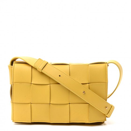 BOTTEGA VENETA Lambskin Maxi Intrecciato Cassette Crossbody Bag Buttercup | Fashionphile