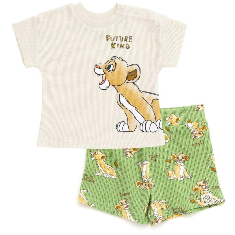 Disney Lion King Simba Newborn Baby Boys Waffle knit T-Shirt Shorts Outfit Set Newborn to Toddler | Walmart (US)