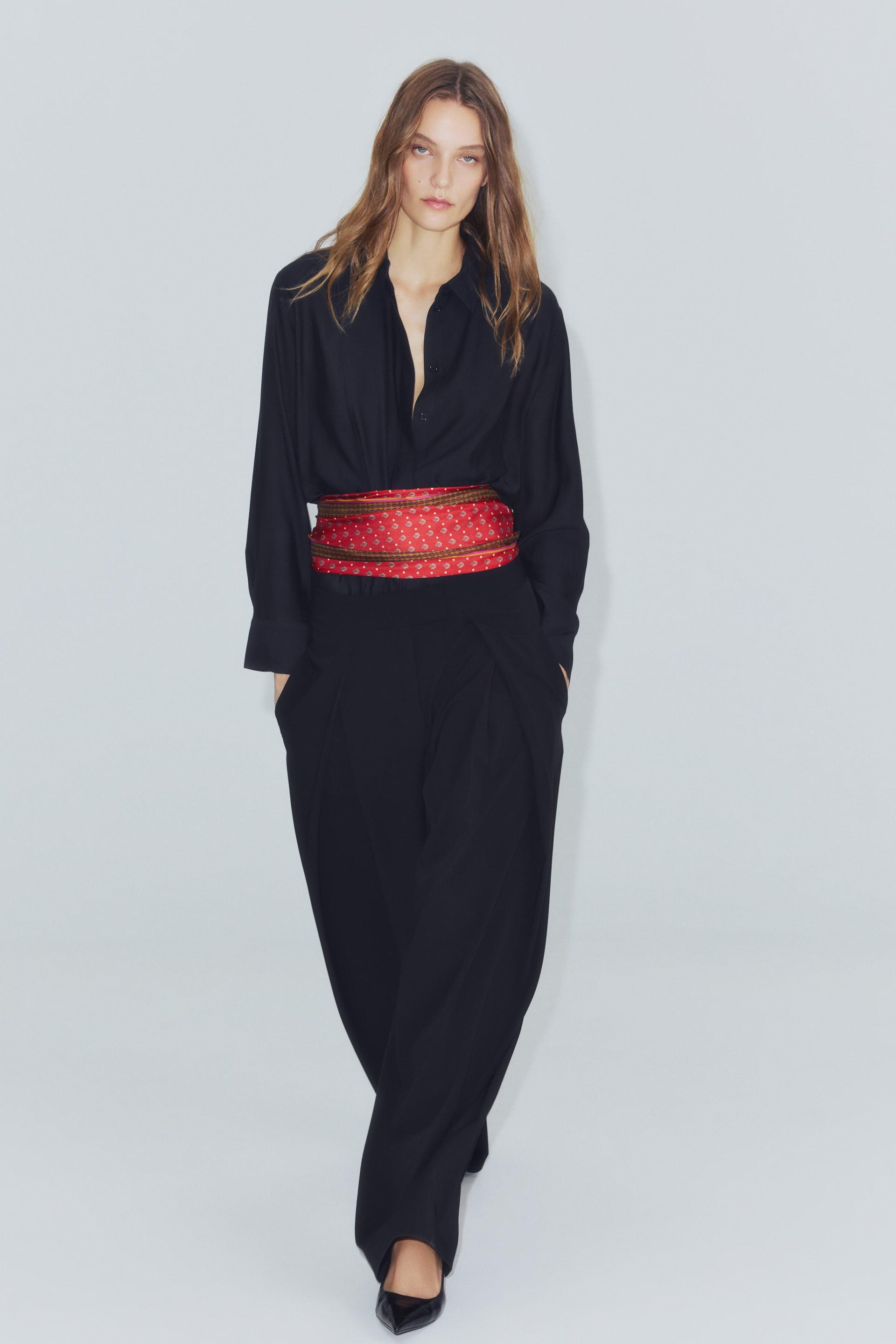 PRINTED SATIN SCARF - Red - M | Zara UK