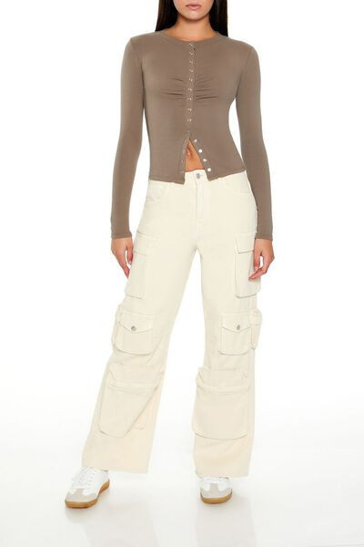 Snap-Button Long-Sleeve Top | Forever 21