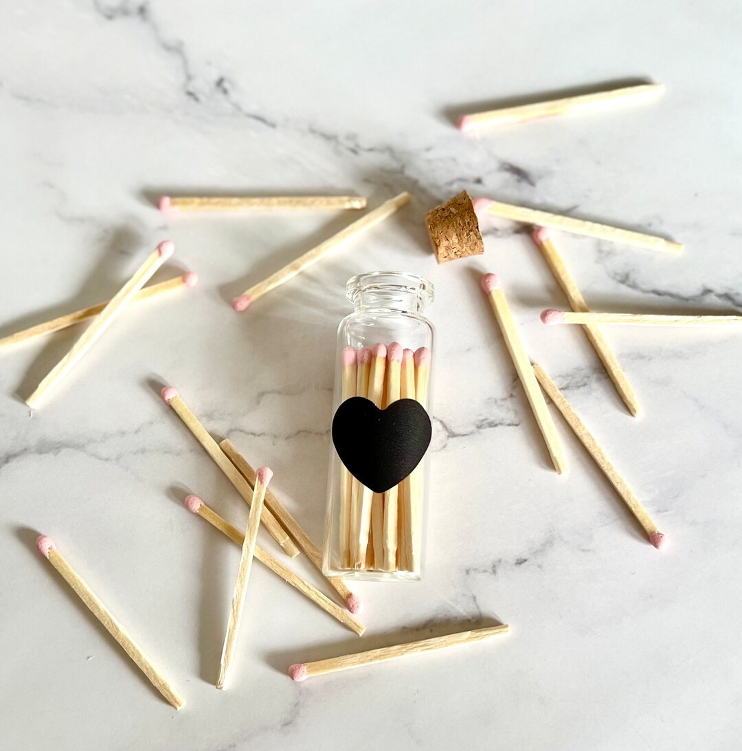 Matches in glass jar with cork top and Heart Striker / Wedding Favors / Shower Favors / Matches w... | Etsy (US)