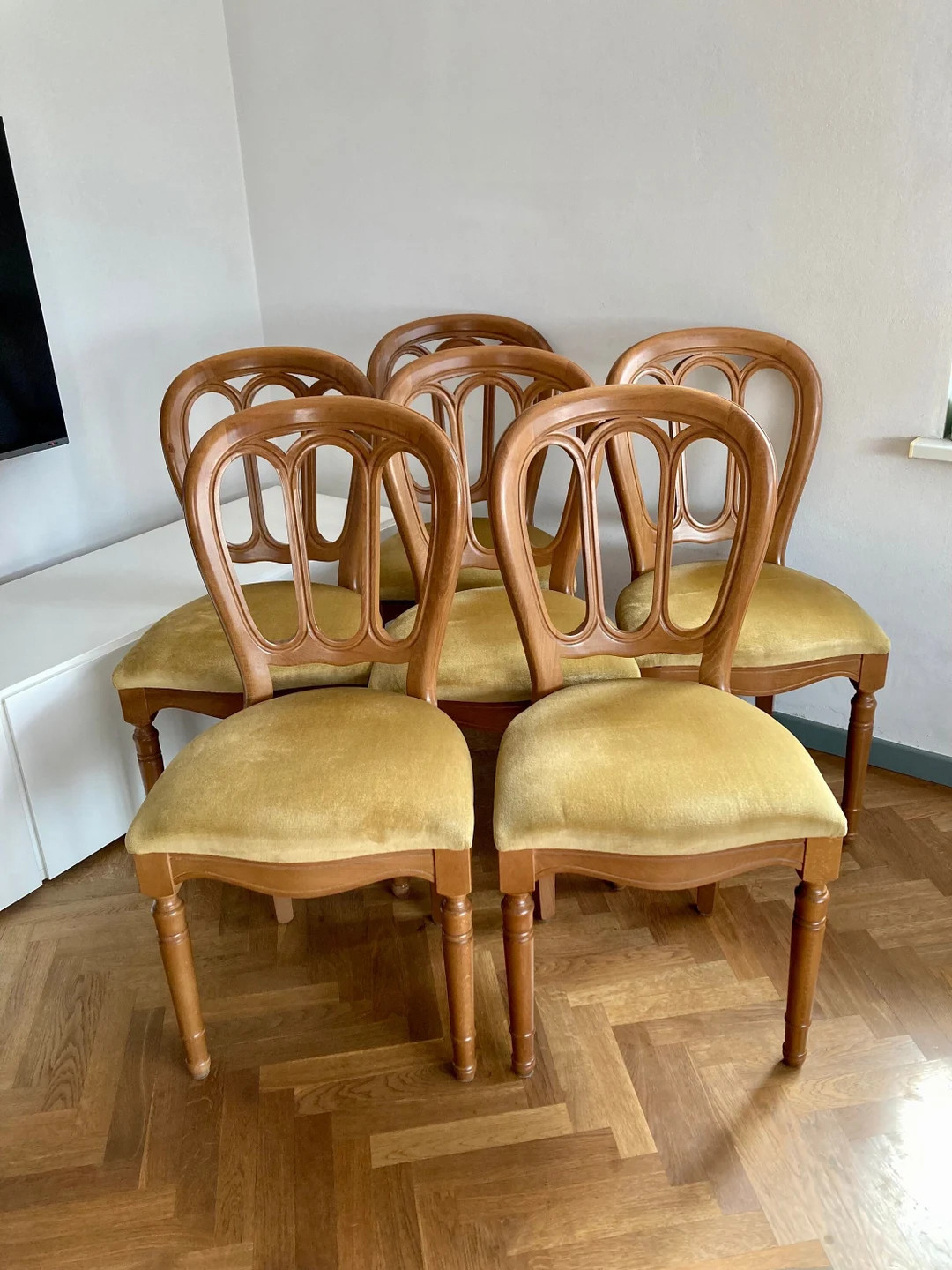 1 of 6 Vintage Old Gold Velvet Dining Chair / Italian Mid Century Furniture / 1980s / Made in Ita... | Etsy (US)