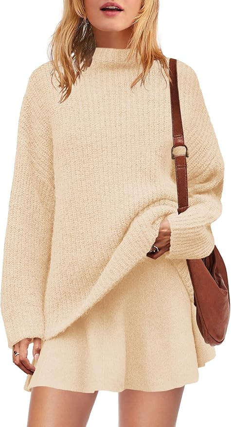 SENSERISE Womens Sweater Skirt Set 2 Piece Outfits Matching Lounge Sets Turtleneck Knit Tops Mini... | Amazon (US)