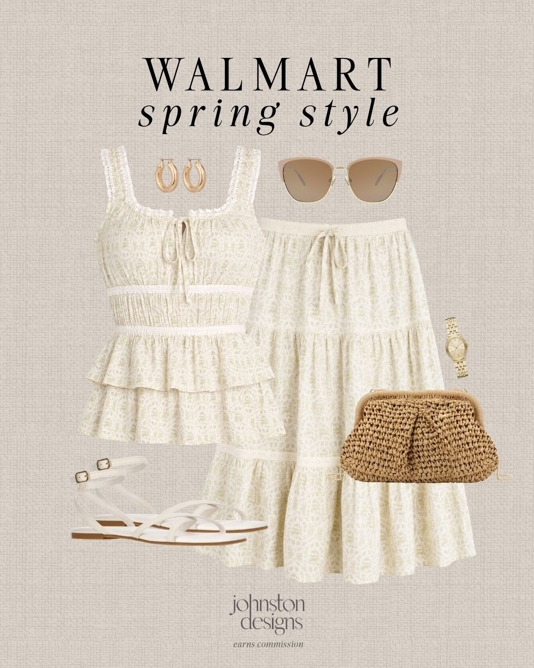 The prettiest spring set! 🤍 Easy, feminine and perfect for everything from brunch to vacation. All from Walmart!

Walmart fashion finds, spring outfit set, feminine style outfit, matching set outfit, spring brunch outfit, vacation outfit women, neutral outfit ideas, affordable fashion finds, white summer outfit, effortless style outfit, woven bag outfit, flat sandal outfit, everyday chic style, budget friendly fashion, classic feminine style, bridgerton, spring wardrobe essentials 

 #LTKootd