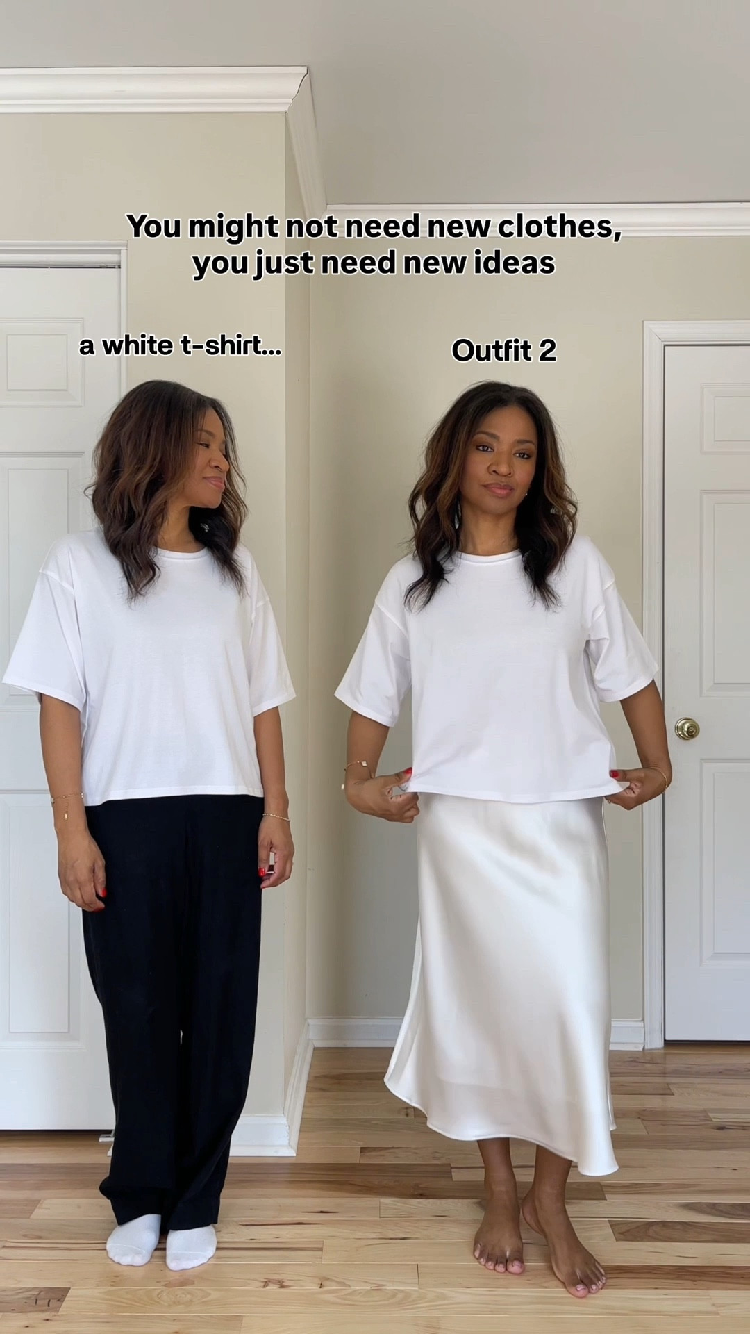 Wearing a small in the white t shirt which is from Aritzia. Linking a similar one from Amazon. Skirt is a size small. Black pants are a size small 5.4-5.7. Jeans are a size 4/27 regular. Blazer is a size small. Adidas sneakers run big so size down 1/2 in them  

 #ltkootd #ltkover40 #ltkgrwm