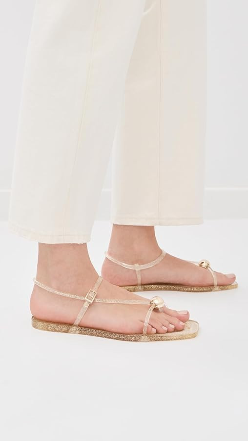 Amazon.com | Loeffler Randall Women's Dana Strappy Jelly Sandals, Champagne, 10 Medium US | Flats | Amazon (US)