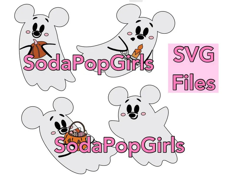 Mickey Mouse Cutie Ghost SVG Files for Banners Stickers T-shirts Decals - Etsy | Etsy (US)