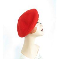 Vintage Beret Hat, Red Wool, Woman's Tilt | Etsy (US)