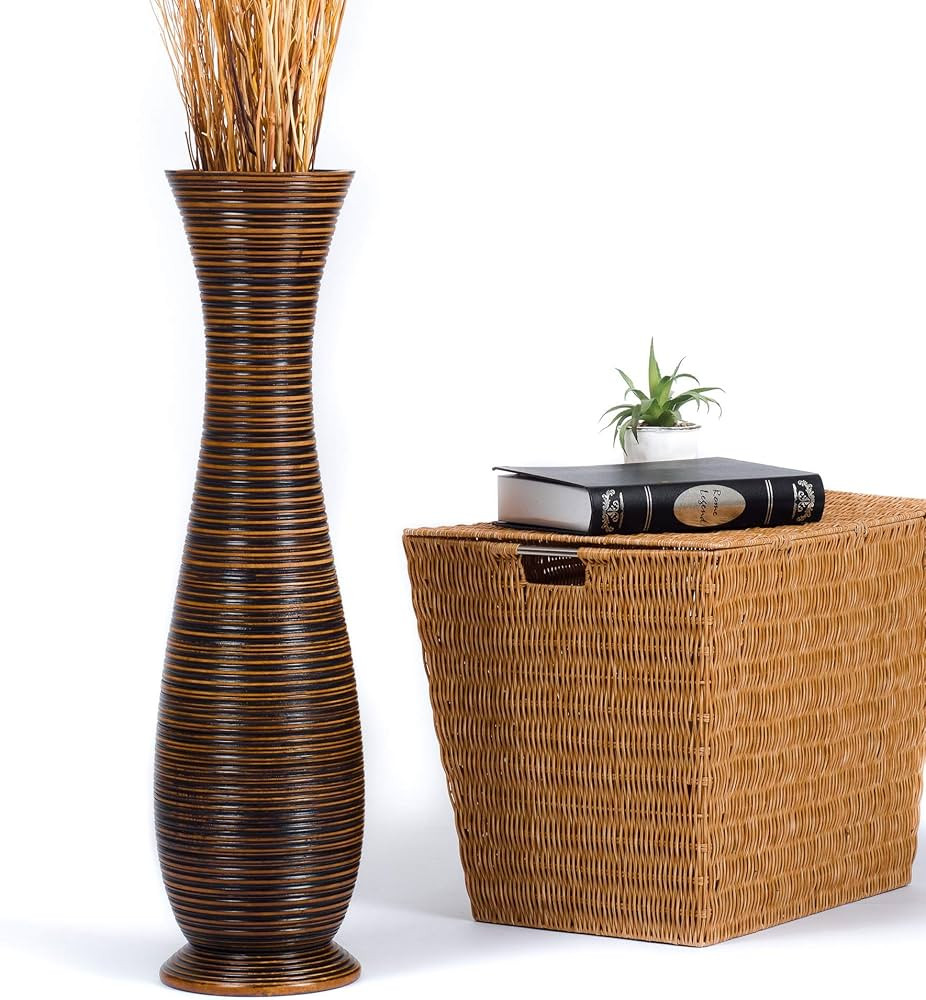 Leewadee Large Floor Vase – Handmade Flower Holder Made of Wood, Sophisticated Vessel for Decor... | Amazon (UK)