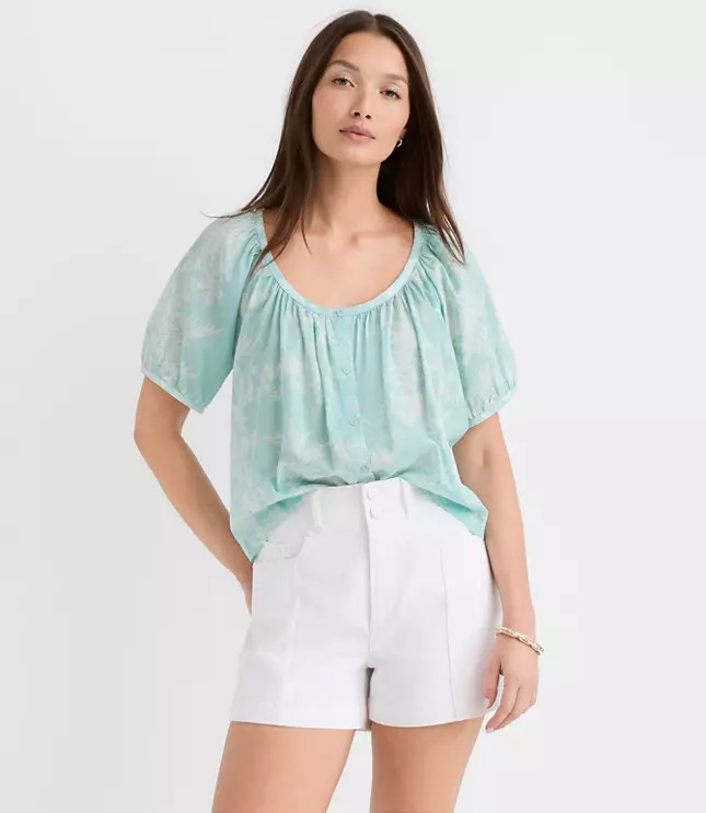 Floral Toile Puff Sleeve Blouse | LOFT