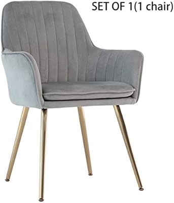 GOLDEN BEACH Velvet Dinning Chair Set of 1 Mid-Back Accent Chair Modern Leisure Armchair with Gol... | Amazon (US)