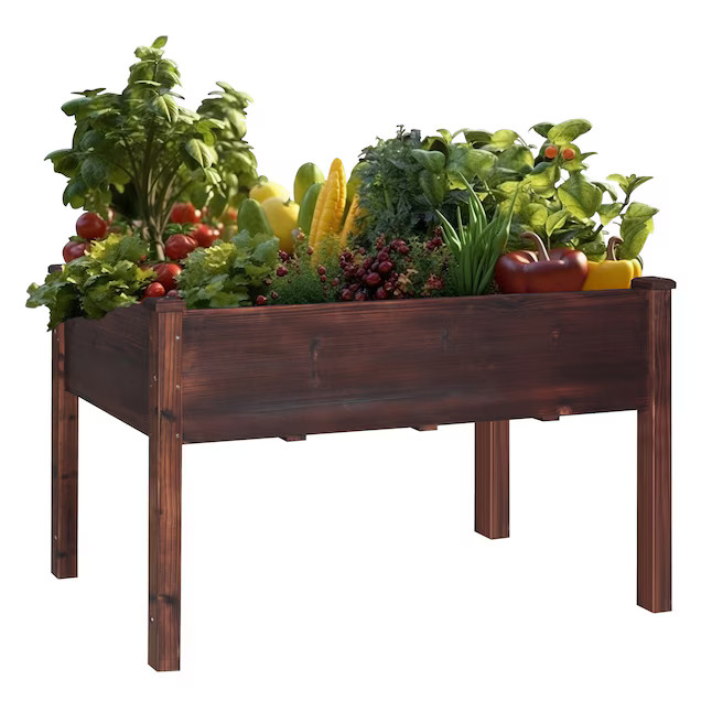 VEIKOUS 22.4-in W x 46.8-in L x 30.3-in H Elevated Rustic Cedar Raised Garden Bed | Lowe's