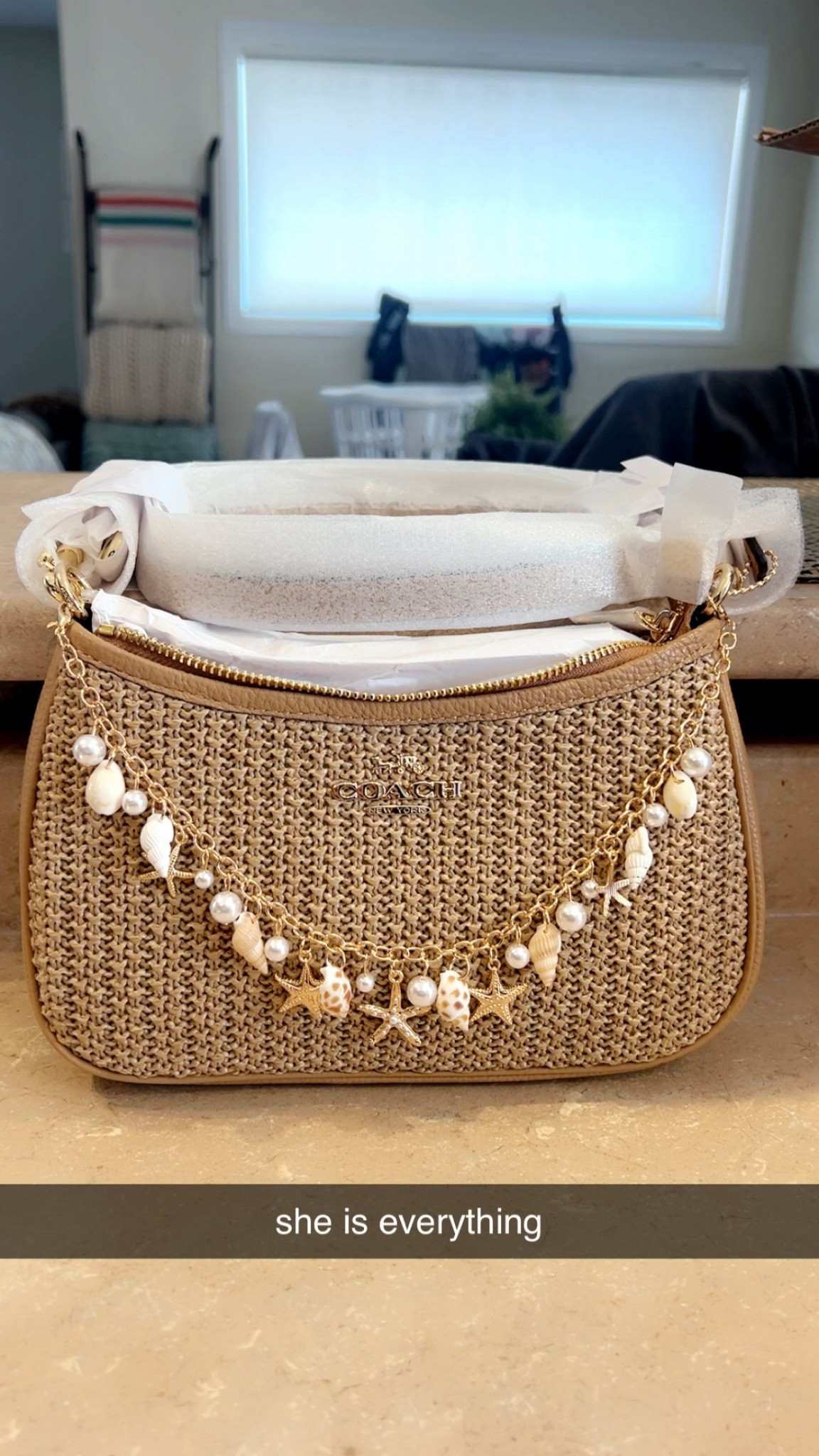 Perfect summer bag 🐚 
(bag charm from amazon) 
#coach 

#LTKcanada #LTKsummer #LTKbag